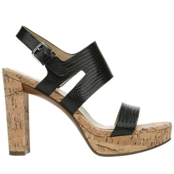 Naturalizer Marla Heel Sandals Black Lizard -6.5 - Picture 2 of 8